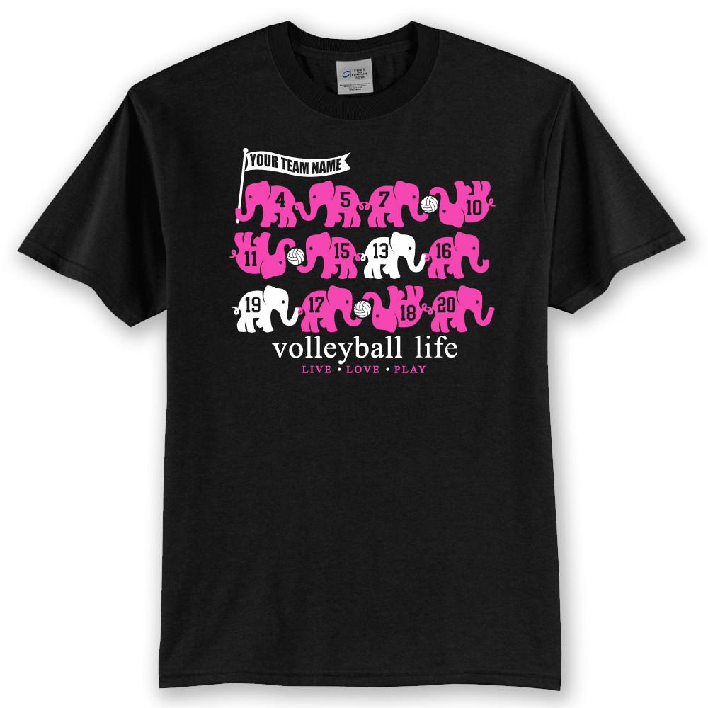  Volleyball Life Elephants Custom Team Numbers T-Shirt