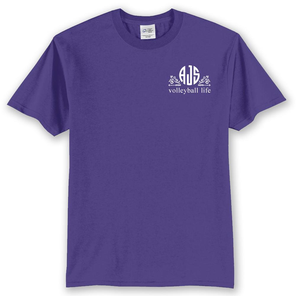 Volleyball Life Custom Monogram T-Shirt